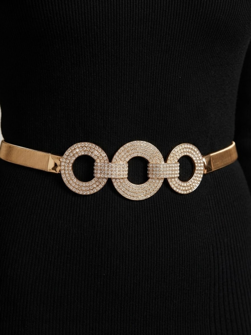 Gold Crystal Link Elastic Waist Belt - Women's Accessories Beautiful Belt